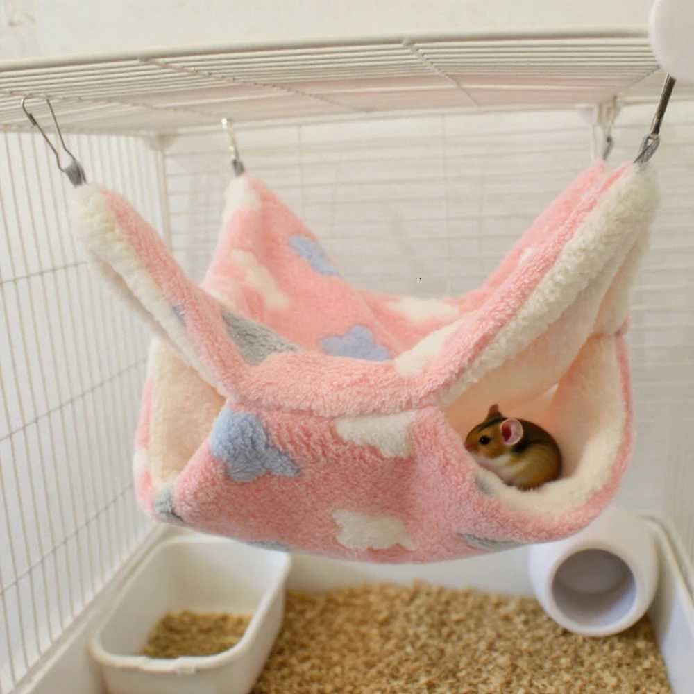 1PC Cozy Hammock Pets Soft Warm Print Sleeping Hanging Bed Nest for Pet Small Animals Mice Hamster Squirrel Plush Cage Accessory M251206