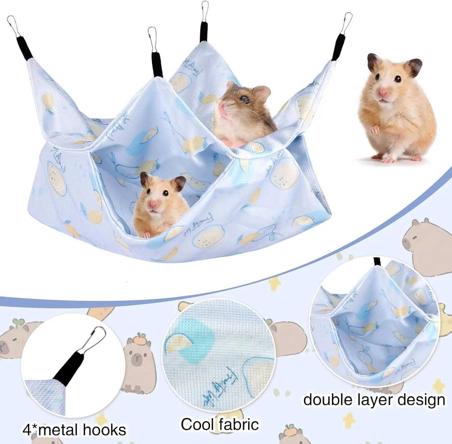 Ferret Rat Summer Hammock Double-Layer Guinea Pig Cooling Bed Sugar Glider Hamster Hanging Hammock Accessories for Small Animal M251206