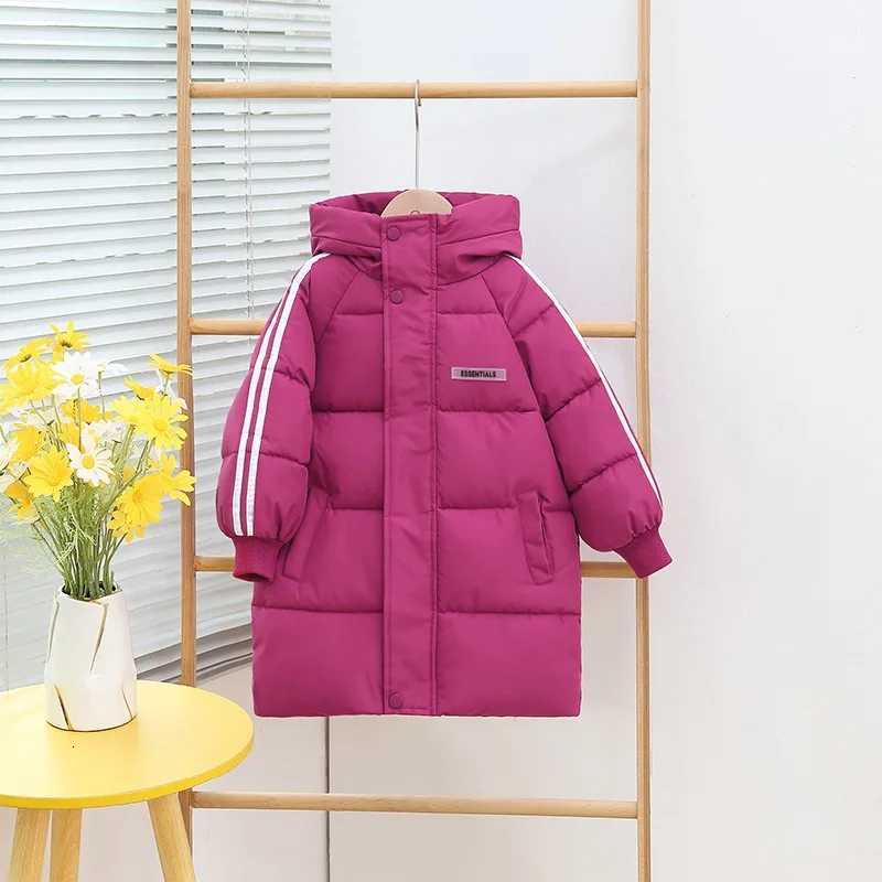 1pcs Boys Girls Cotton-Padded Coats Kids Long Down Autumn Winter Teen Cotton Clothes Outerwear Big Children Thicken Warm JacketW251206