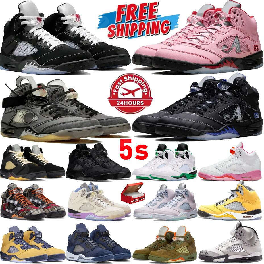 With Box designer shoes 5s basketball shoes for men women Pink Blue White Black Cool Grey mens sneakers womens trainers sports outdoor shoes 36-47