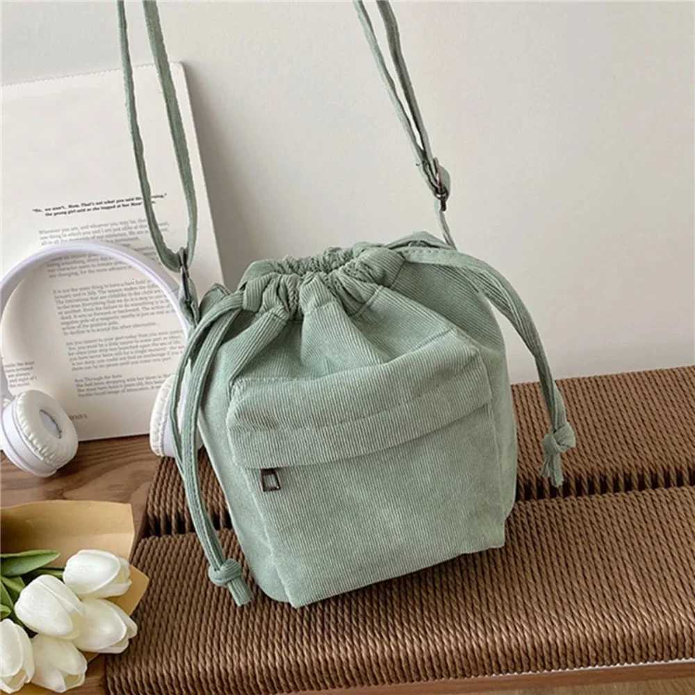 Korean Style Drawstring Bucket Bag - Womens Casual Lightweight Crossbody Bag Youthful Middle Shoulder Bag WholesaleT251206