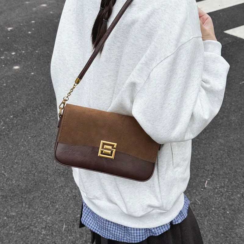 2025 Hot-Selling Womens Retro Splicing Bag - Premium Matte Suede Small Square Fashion Temperament Messenger ShoulderT251205
