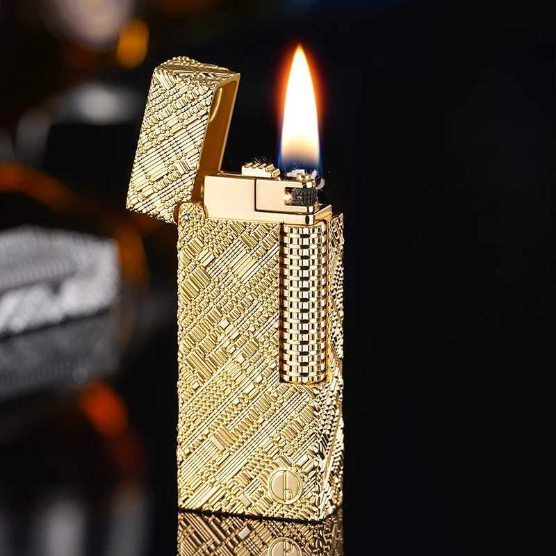 Grinding Wheel Side Sliding Flame Kerosene Lighter High-quality Metal Embossed Open Flame Lighter Gift Box Optional H251206