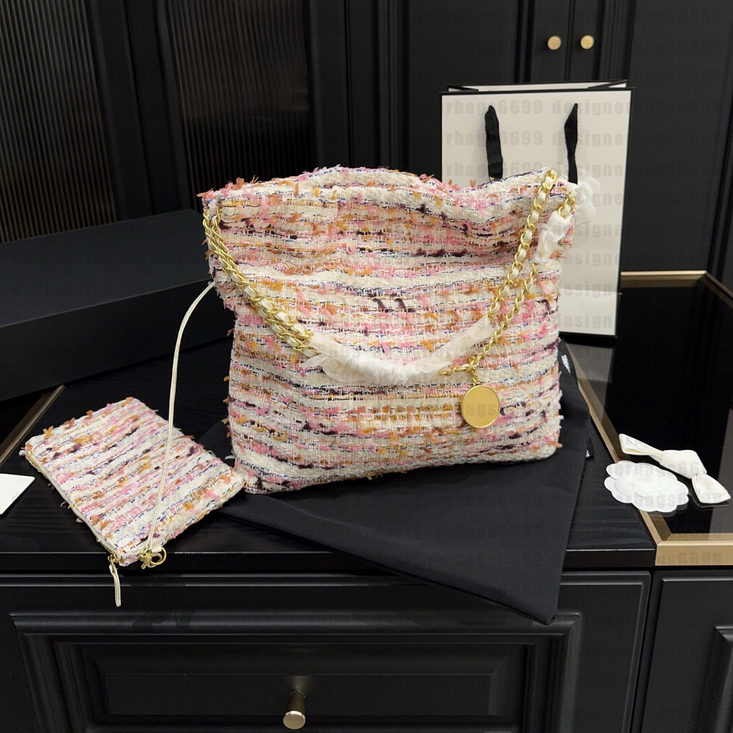 Top Quality Designer 22 Handbag Quilted Tote Bags for Women Shopping Bag Luxury Bucket Purse Shoulder Bag cowboy woolen trash bag bags designer women bag