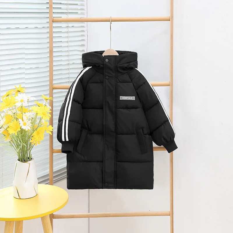 1pcs Boys Girls Cotton-Padded Coats Kids Long Down Autumn Winter Teen Cotton Clothes Outerwear Big Children Thicken Warm JacketW251206