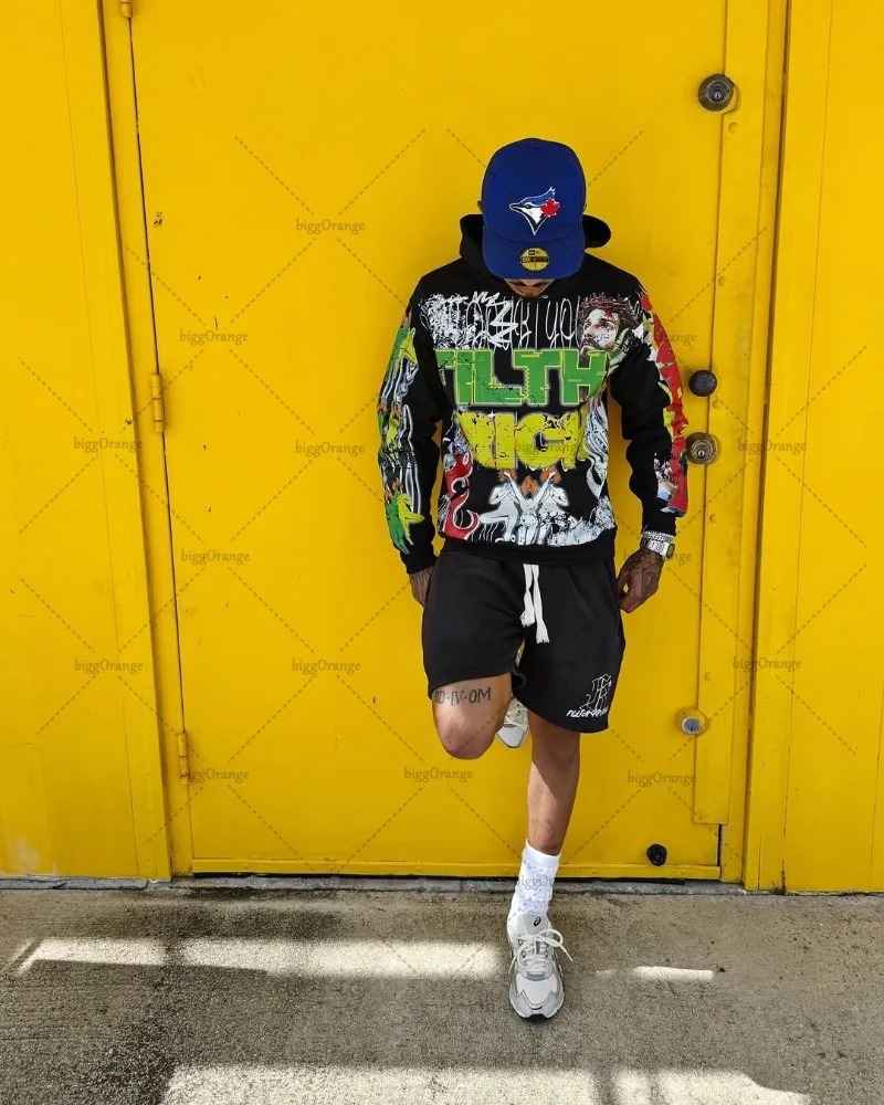Hip-hop Harajuku Streetwear American Retro Punk Hoodie Men Trendy High Street Casual Loose Oversized Sweatshirt Women 251201