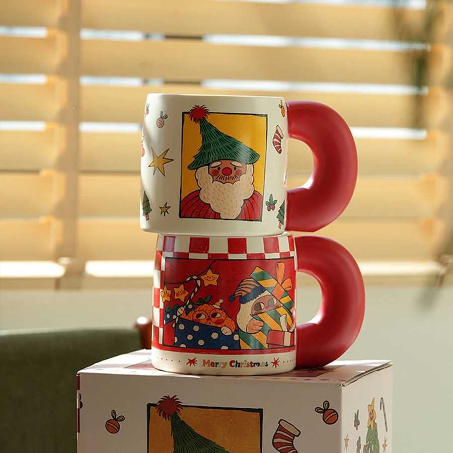 Ceramic Cartoon Snowman Mugs Ins Popular Santa Claus Printed Home Cute Water Tea Coffee Drinkware 620ml Cup With Big Handgrip M251206 - view 5