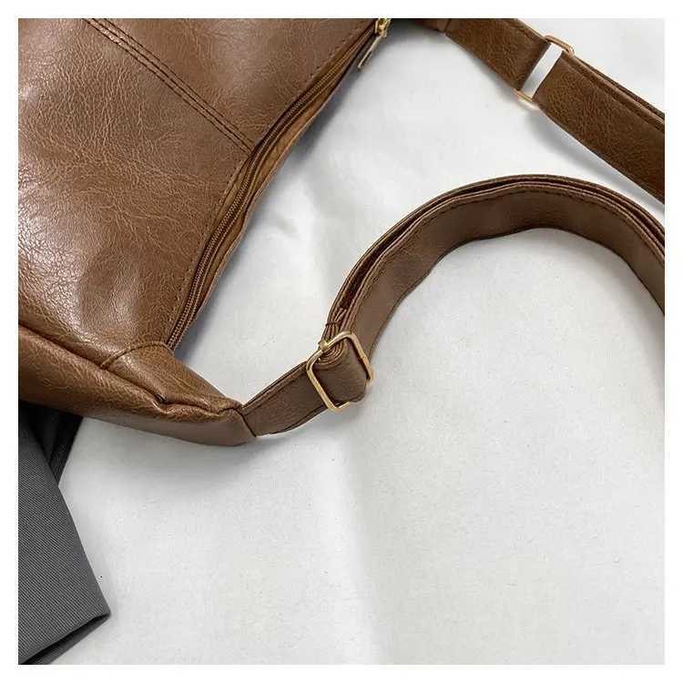 PU Leather Commuter Fashion Vintage Casual Tote Bag Maillard Stylish Crossbody Bags for Women Texture Large Capacity TemperamentT251205