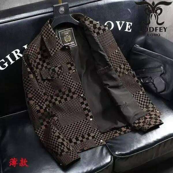 Men's Autumn Winter Slim Plus Fashion Trend Thickened Biker Casual Coat Men Plaid Leather Jacket