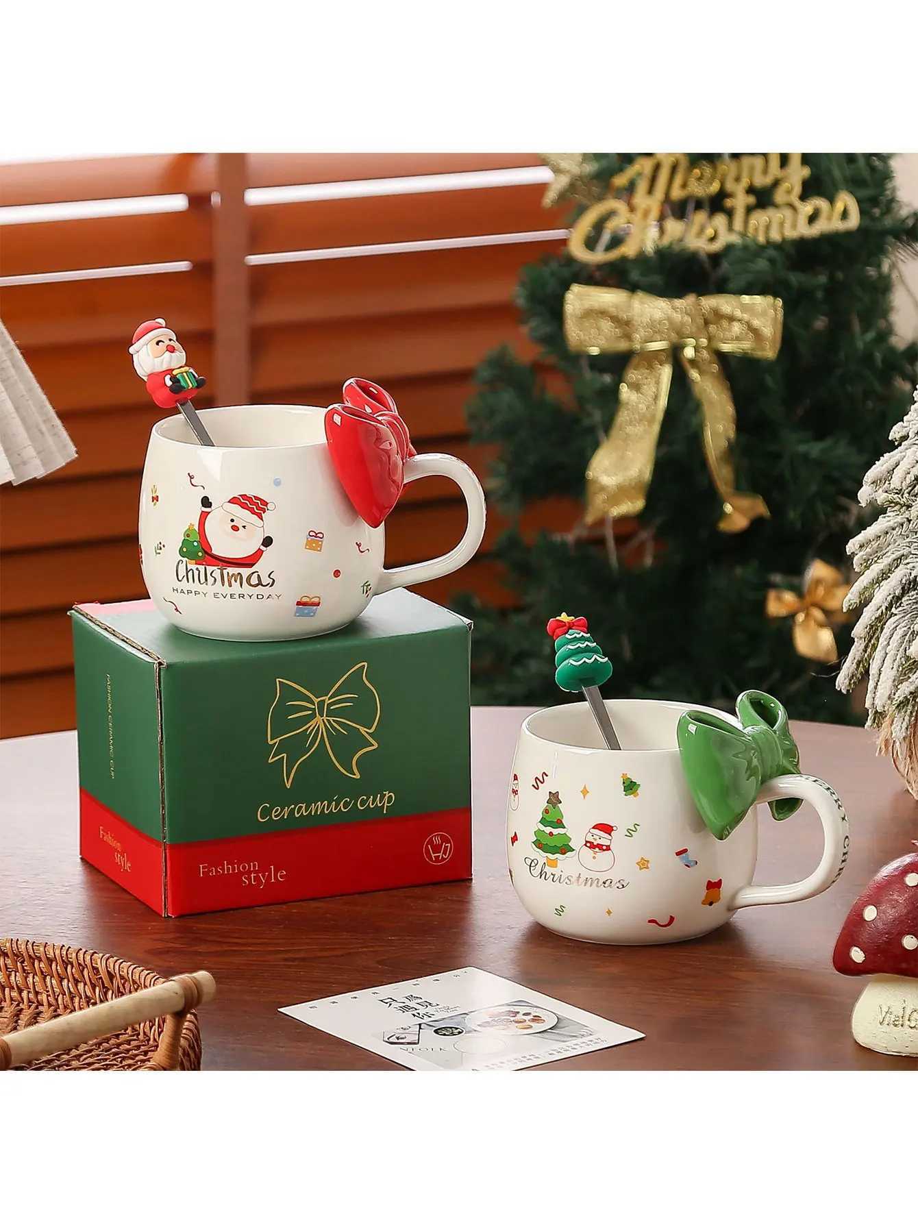 1pc Christmas Bow Mug Reusable Washable Coffee Milk Cup Suitable as Gifts for Christmas New Year Holiday Birthday Party M251206 - view 4