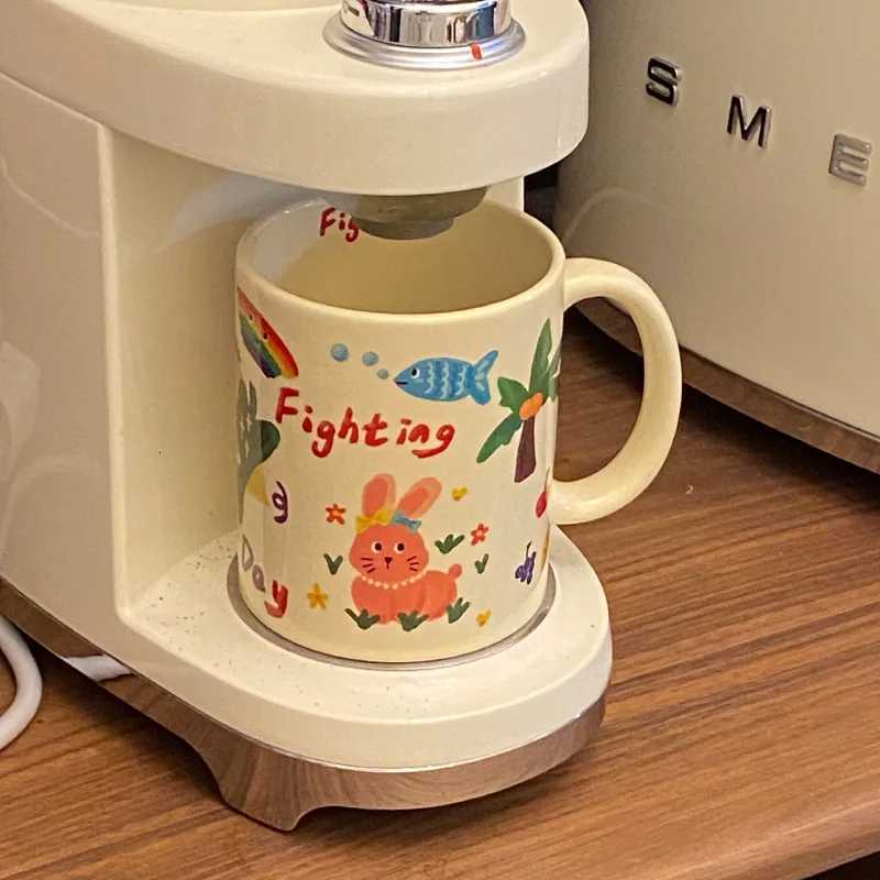 Cartoon Graffiti Deer Ceramic Mug with Gift Box Office Breakfast Milk Drink Cupshigh-value Coffee Mugs Christmas Gift Tea Cup M251206 - view 6