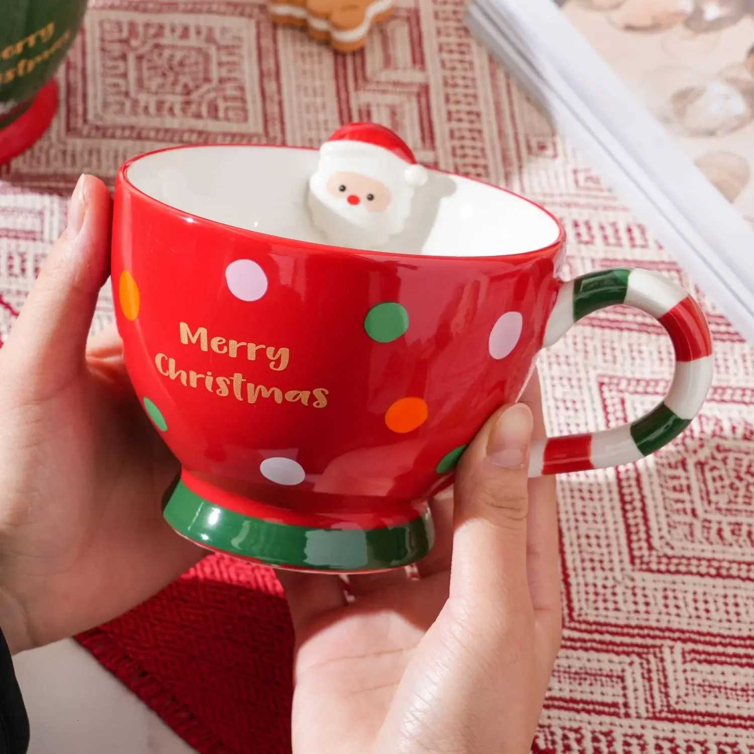 Creative Cartoon Cute Gingerbread Man Coffee Cup Christmas Mug Ceramic Water Cup Christmas Gift Holiday Gift Drinkware M251206 - view 3
