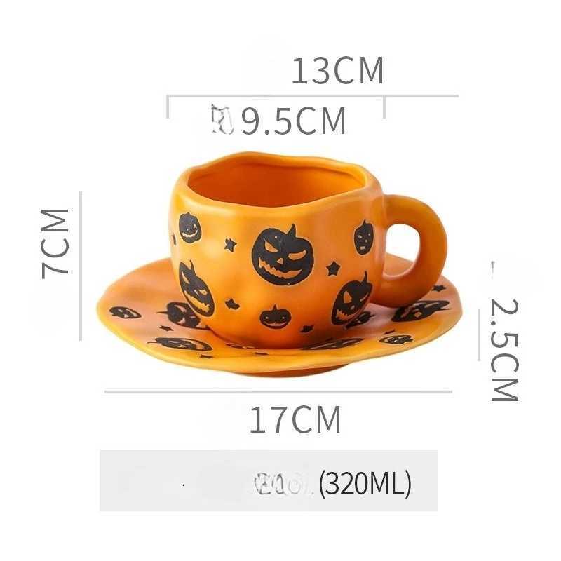 Creative Halloween Ceramic Mug Disc Set Household Kitchen Coffee Cup Plates Pumpkin Bat Milk Oat Breakfast Cup Set Festival Gift M251206 - view 4