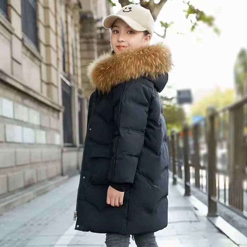 6 8 10 12 13 14 Years Winter Girls Jacket Thicken Keep Warm Fashion Fur Collar Kids Jacket Hooded Zipper Outerwear Kids ClothesW251206