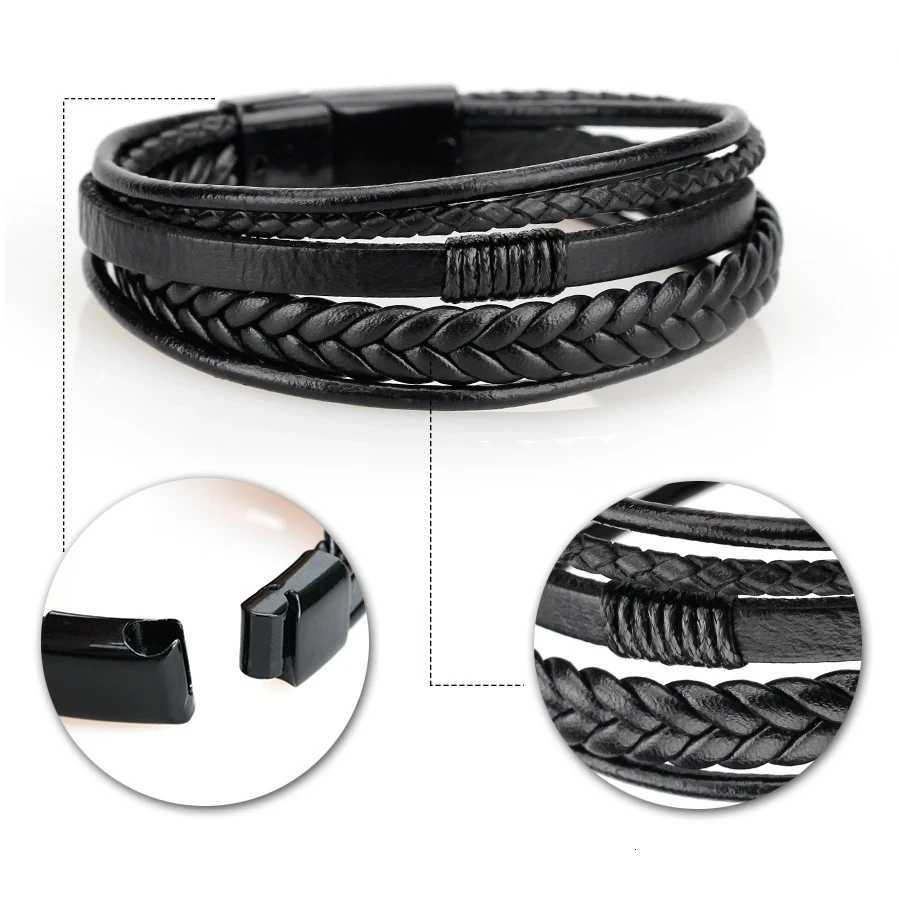 Men Genuine Leather Bracelets Multilayer Braided Rope Bracelets for Man Jewelry Bracelet Homme W251206