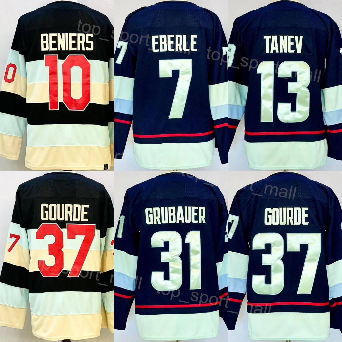 Men 10 Matty Beniers Jerseys 2026 Alternate 7 Eberle 31 Philipp Grubauer Reverse Retro Winter Classic For Sport Fans Team Navy Blue White Color All Stitched Mans