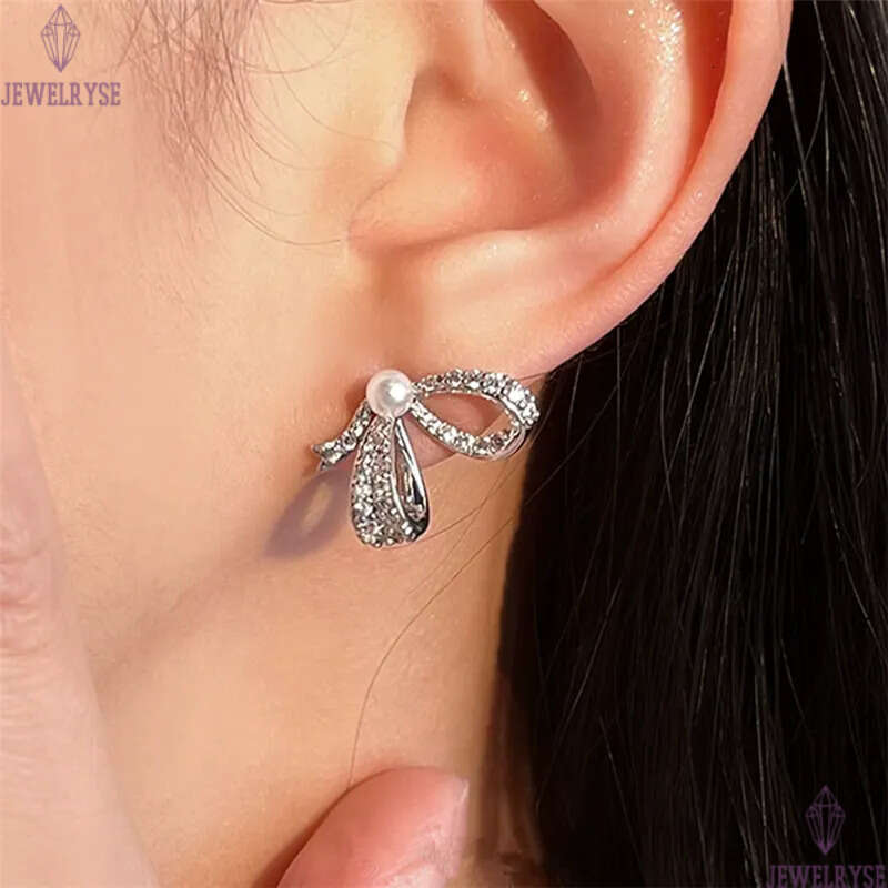 original pearl stud designer earring for woman party copper bowknot earrings women ear clip jewelry S925 silver needle womens family friend gift