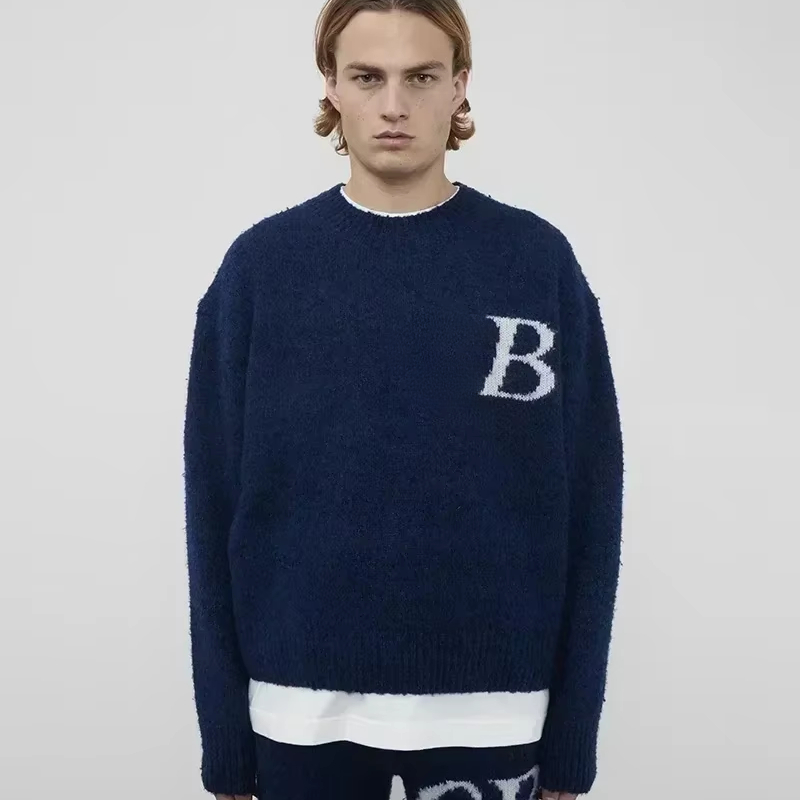 26ss Oversized Sweaters Men Women Top Quality Jacquard Casual Knit Pullovers With Tags