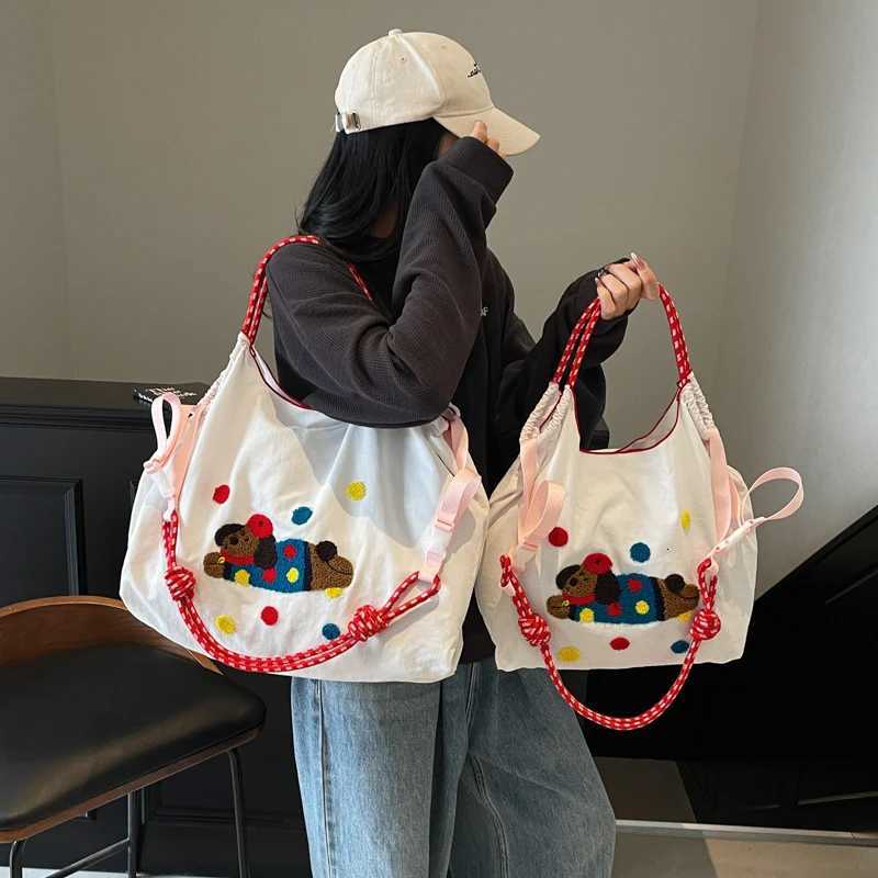 2025 New Summer Trendy Bags for Women Cute Cartoon Tote Bags Versatile Shoulder Bags Handbags Embroidered Cloth Bags for WomXJ251206