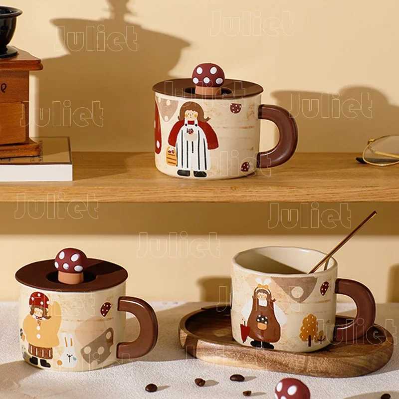 Creative Mug Nordic Style Ceramic Coffee Cups Household Decor Crafts Restaurant Cute Pattern Design Cup with Lid Breakfast Cup M251206 - view 3
