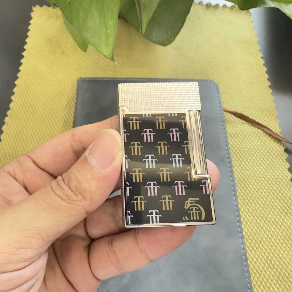 Luxury cust lighter limited edition with double flame and letter T design ces with a cust smoking set H251206