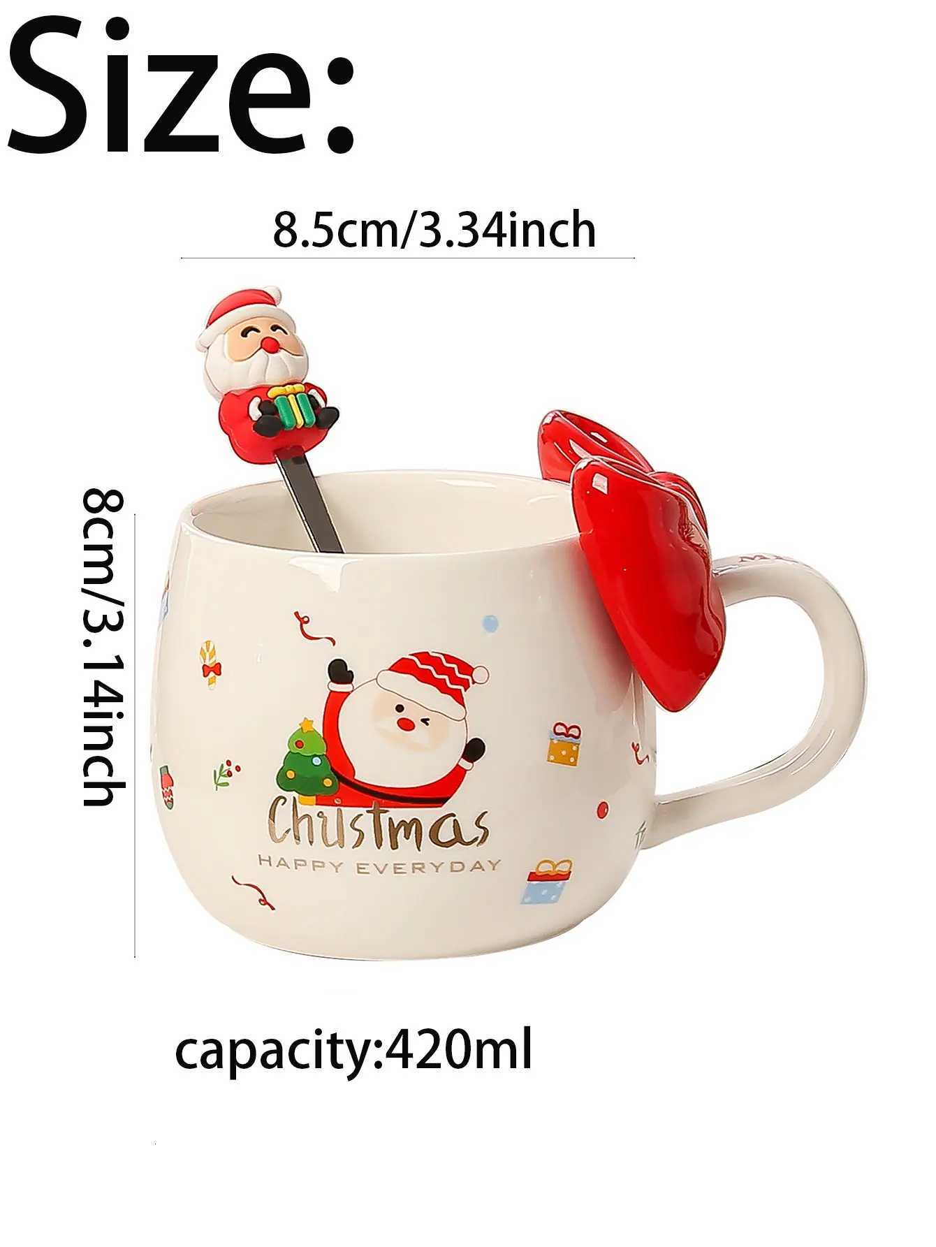 1pc Christmas Bow Mug Reusable Washable Coffee Milk Cup Suitable as Gifts for Christmas New Year Holiday Birthday Party M251206 - view 7