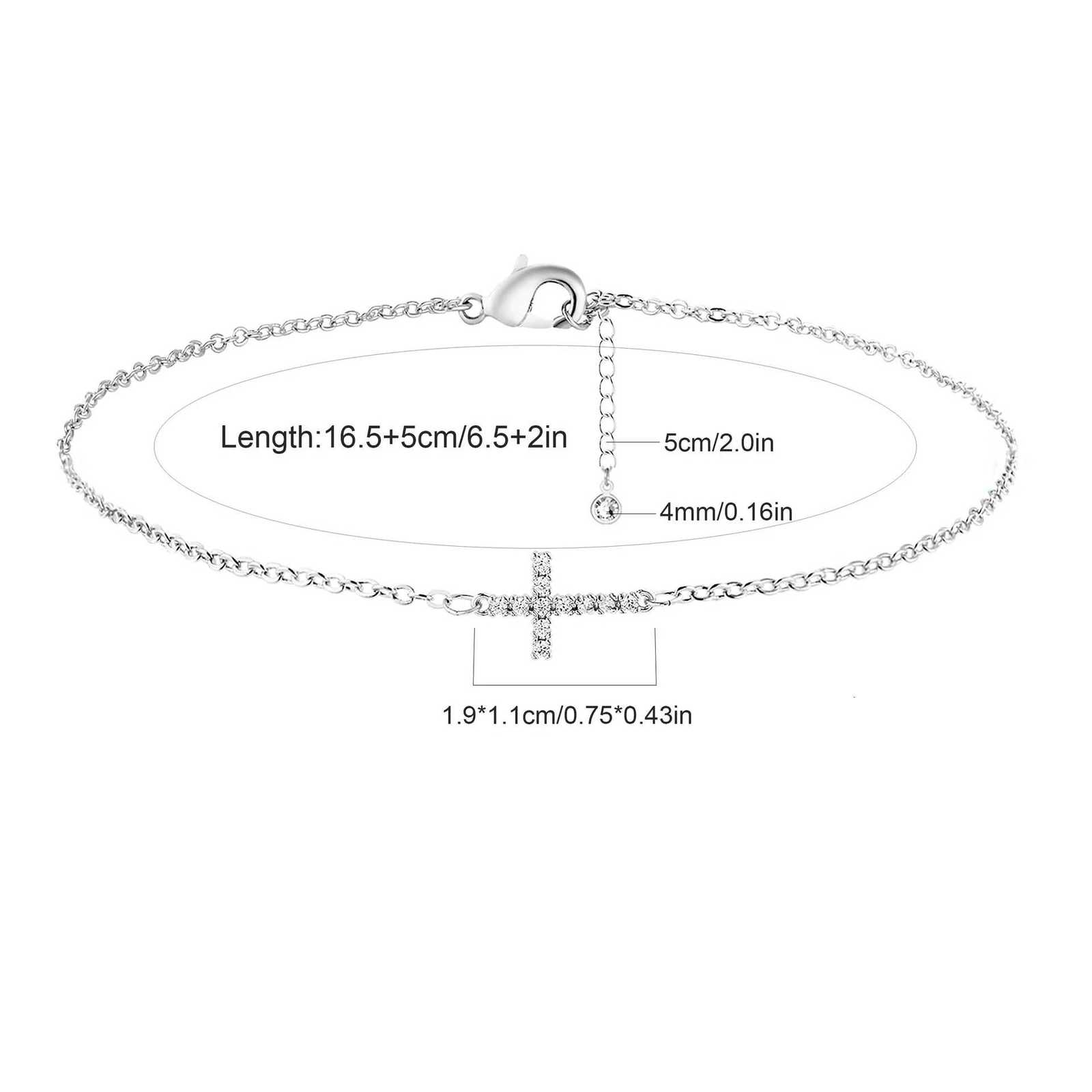 Dainty Cross Bracelet- 925 Sterling Silver/18k Gold Plated CZ Chain Bracelets for Women Trendy Religious Christian Jewelry Gifts W251206