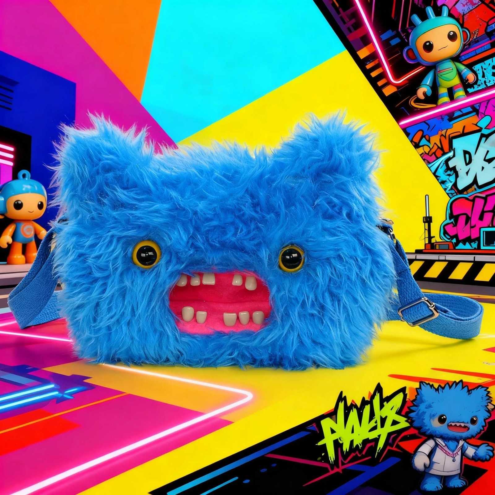 Fuggler Ugly Tooth Monster Plush Bag Crossbody Bag Cute Plush Purse Backpack Kawaii Wallet Girls Cartoon Animal with Chain Strap Y251206
