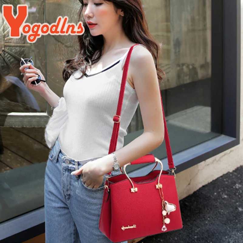 Yogodlns Luxury Pendant Handbag For Women PU Leather Tassel Shuolder Bag Designer Handle Bag Brand Shopping Mommy Shoudler BagT251205