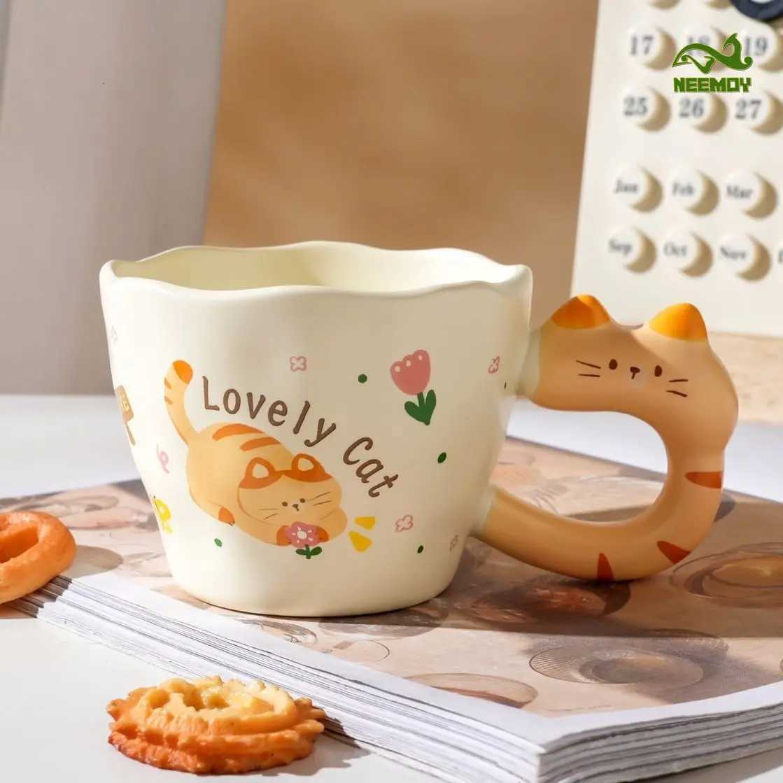 Cute and Creative Cat Drinking Water Mug Birthday Gift Mug Ceramic Cup Breakfast Home Office Girl Birthday Gift Drinkware M251206 - view 7