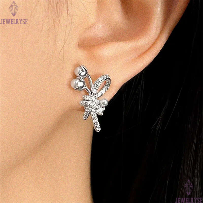 new elegant flower pearl stud designer earring for woman travel AAA cubic zirconia earrings ear clip jewelry S925 silver needle womens valentines day 