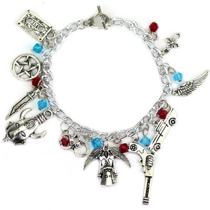 Supernatural Inspired Bracelets for Women Dean Winchester Jewelry Charms Pendants Bangles Bracelet Gothic Chain Wristbands W251206