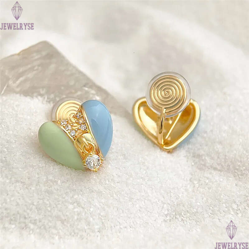 new original sweet heart stud designer earring for woman 18k gold AAA cubic zirconia earrings womens party ear clip jewelry S925 silver needle birthda