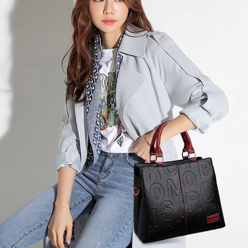 Fashion Letter Handle Bag Women PU Leather Shoulder Bag Large Capacity Handbag Designer Brands Crossbody Bag Lady Purse FemmeT251205