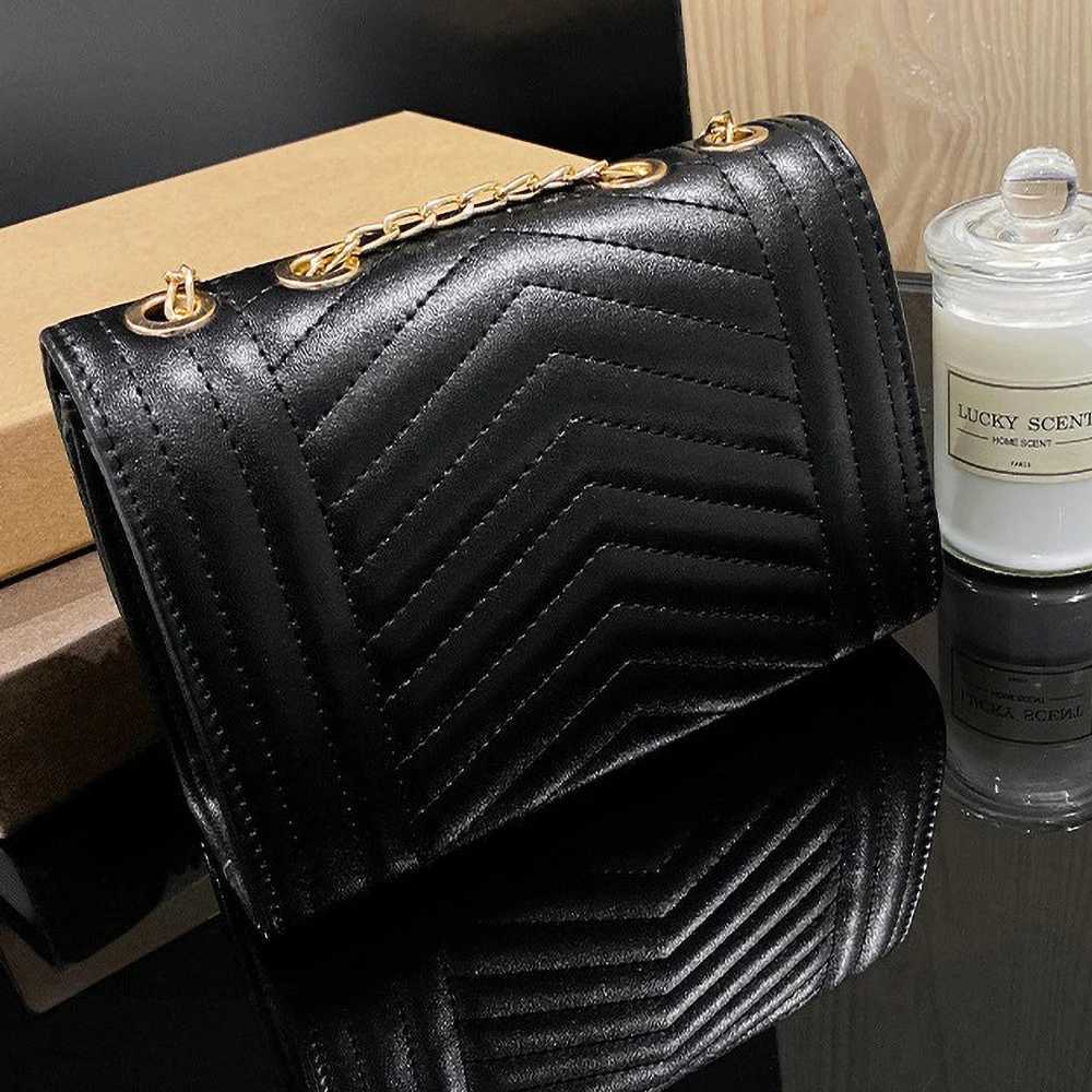 Striped Embroidered Chain Bag - Diamond Studded Tassel Crossbody Purse Womens Shoulder HandbagT251206