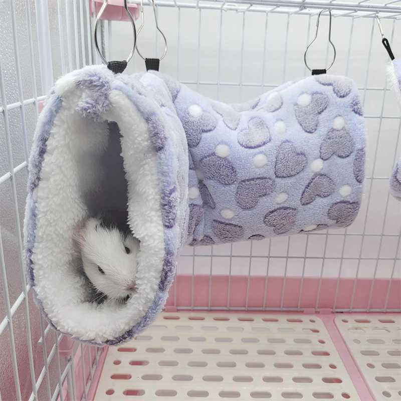 Hamster House Warm Soft Beds Tunnel Rodent Cage Printed Hammock Tunnel for Rats Cotton Guinea Pig Accessories Small Animal M251206