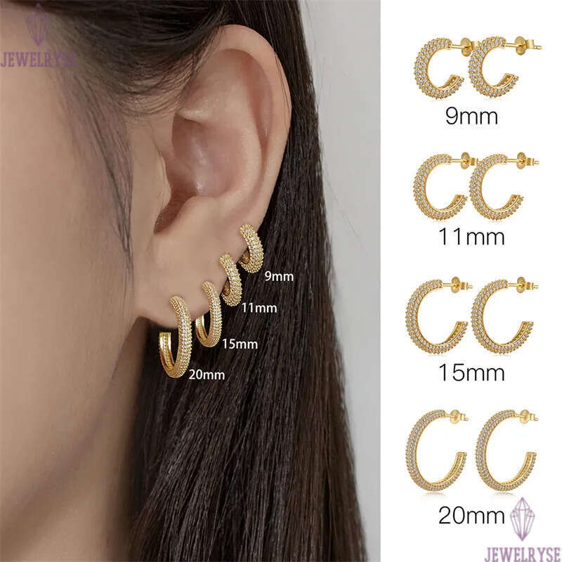 luxury 18k gold hoop earrings designer for women 9mm 11mm 15mm 20mm 925 sterling silver 5A zirconia diamond circle womens back stud earring jewelry wo