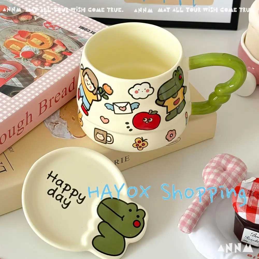 Cartoon Pig Elephant Dog Pattern Water Cup with Lid Ceramic Mug Household Breakfast Afternoon Tea Coffee Mugs Gift Drinkware M251206 - view 7
