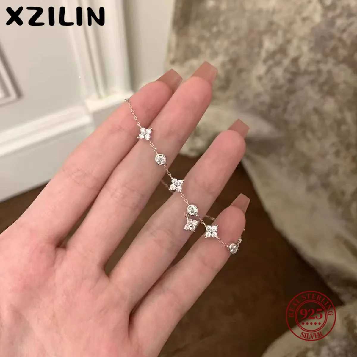 XZiLin S925 Sterling Silver Plated 18k Gold Bracelet Korean Design Temperament Zircon Flower Bracelet for Women Jewelry Gift W251206