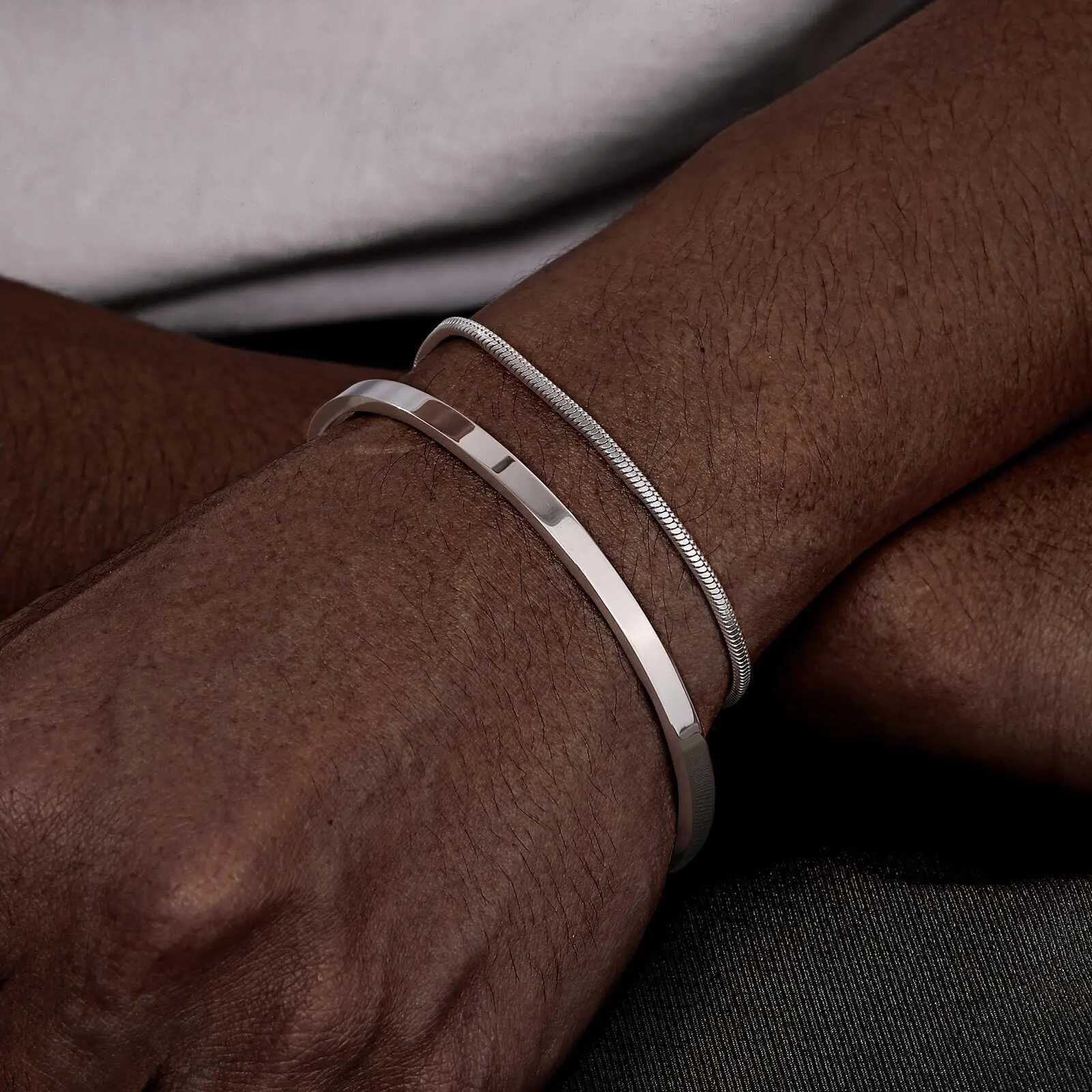 Vnox Mens Stainless Steel Bracelets Set Stacked Open Cuff Bangles Black Snake Link Chain Wristband Jewelry Gift W251206