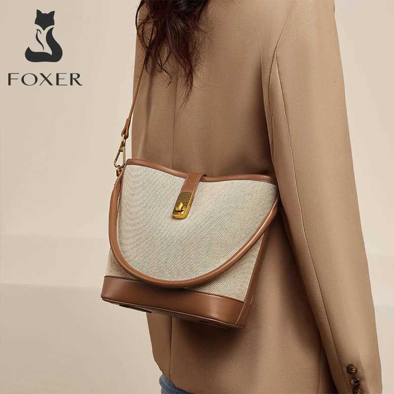 FOXER 2025 Autumn Winter Women Handbag PVC Retro Lady Bucket Bag Fashion Shoulder Bag Messenger Purse Best Gift for WifeT251206