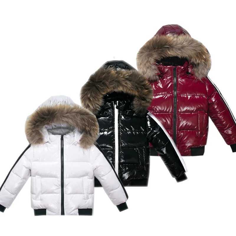 Fashion Boys and Girls Down Jackets Childrens Winter Clothes Natural Leather fur collar fabric Windproof and rainproof 2-10YW251206