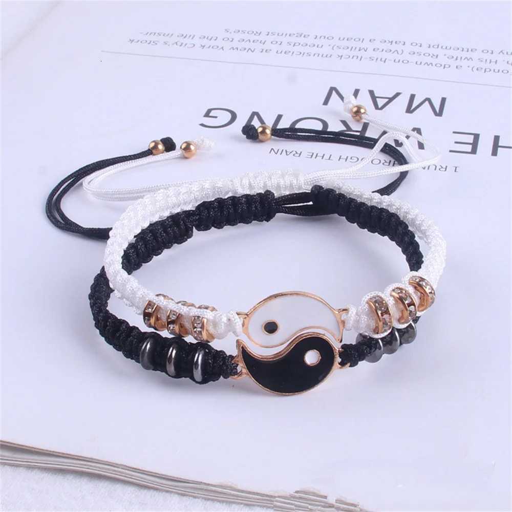 2022 New Best Friend Bracelets for 2 Matching Yin Yang Adjustable Cord Bracelet for Bff Friendship Relationship Boyfriend Girlfr W251206