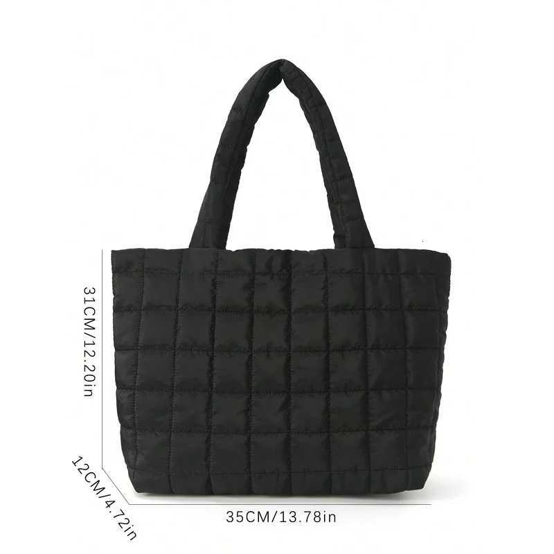 1 Pc Minimalist Quilted Puffy Tote Bag Large Capacity Crossbody Bag Trendy Padded Shoulder Bag For Women For Daily CommuteT251205