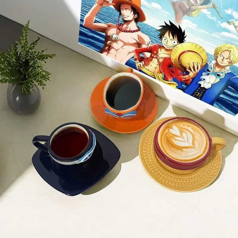 Creative Anime Coffee Cup and Saucer Cartoon Brothers hat MUg Upside Down Painted Home Breakfast MUg Milk Juice Water Cup M251206 - view 3