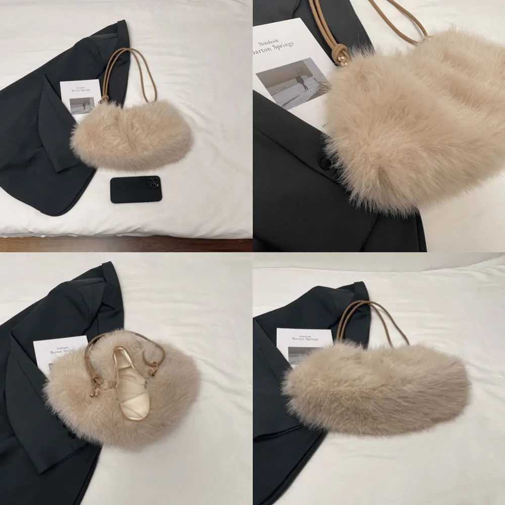 Korea Premium Elegant HandbagFashionable Autumn Winter Plush Shoulder Bag Lightweight Large Capacity Commuting Crossbody BagT251206