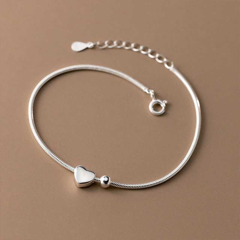 925 Sterling Silver Round Bead Heart-Shaped Snake Bone Bracelet For Womens Fashion Korean Version New Bracelet Wedding Jewelry W251206