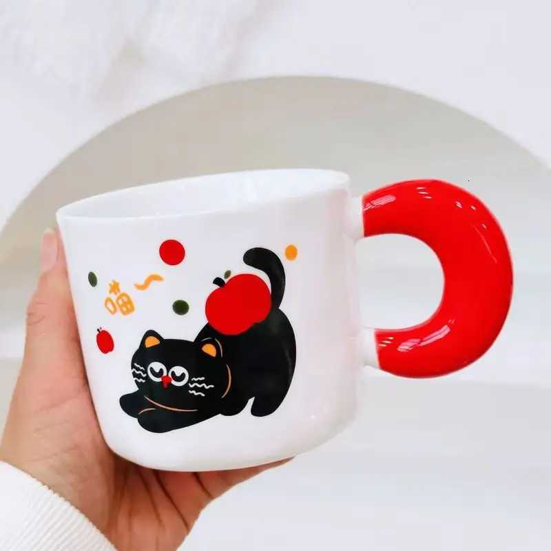 New Cartoon Cat With Lid Cute Ceramic Cup With High Appearance And Large Capacity Office Coffee Cup FriendS Birthday Gift M251206 - view 5