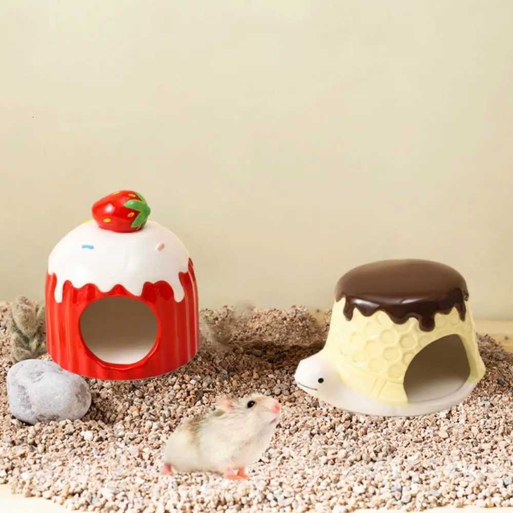 Pet Products Ceramic Hamster Nest Cake Shaped Cute Pet Small House Creative Cooling Hamster Bed Bird M251206