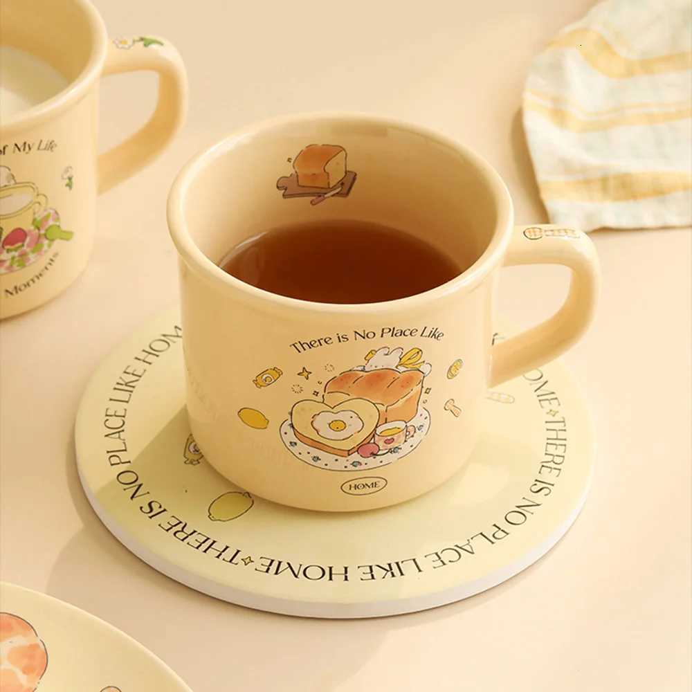 Kawaii Coffee Mug Lovely Bunny Bagel Toast Bread Flower All-round Cute Pattern Creamy Morning Breakfast Milk Ceramic Teens Cup M251206 - view 6